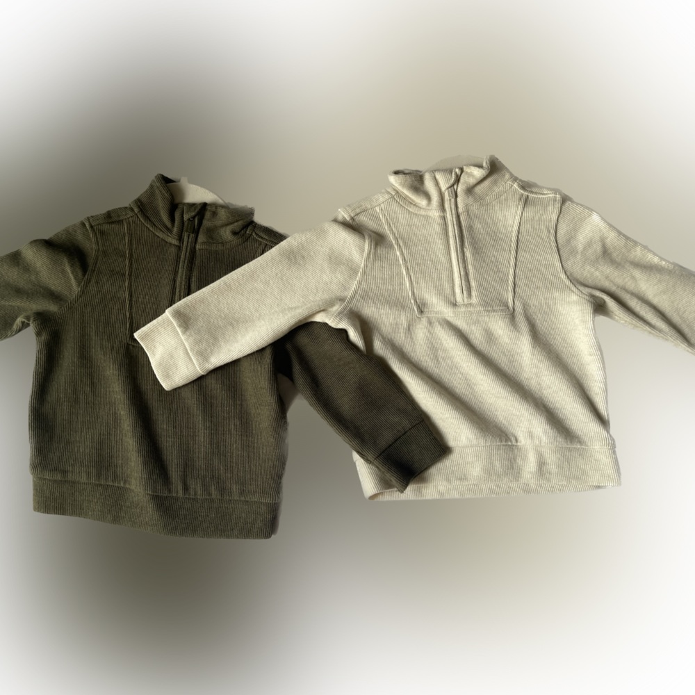 Two old navy toddler half zip sweaters
